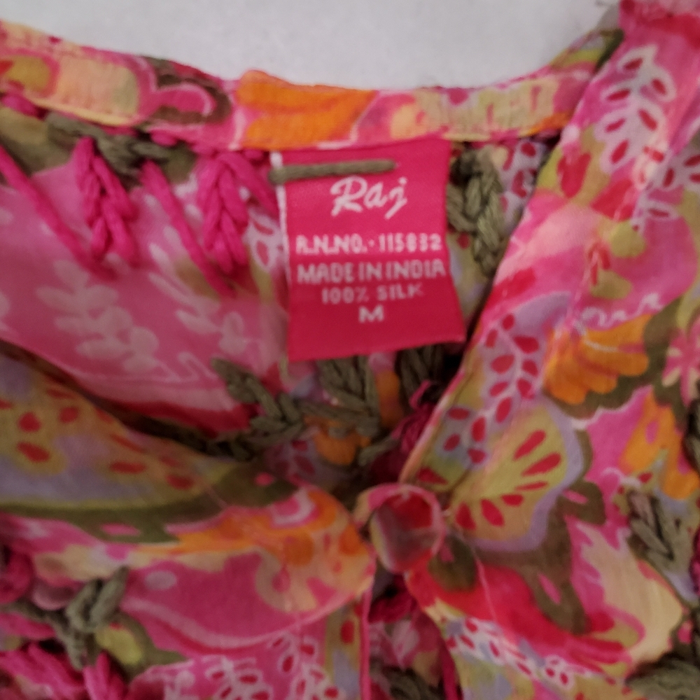Raj Embroidered 100% Silk Tunic or Swim Coverup - Picture 8 of 11